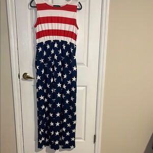 Red, White, and Blue Star Maxi Dress